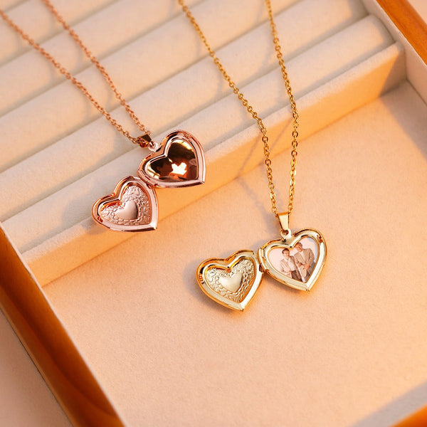 DIY Color Printing Lettering Love Shape Pendant Necklace Wholesale Couple Holiday Gift Photo Box Photo Necklace