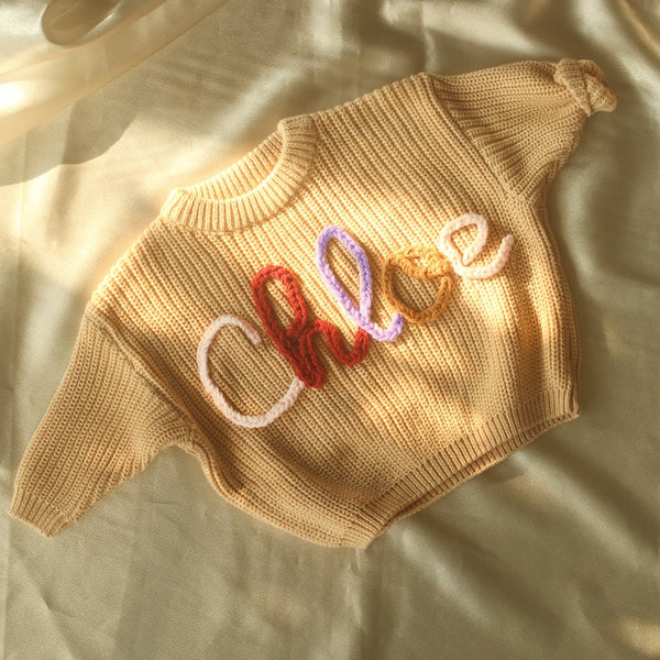 Customized Hand-knit Baby Sweater with Name, Perfect Birthday Gift for Baby Girls & Boys